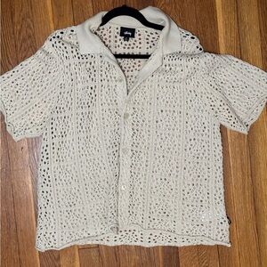 Stussy Cream Casual Button Down Shirt